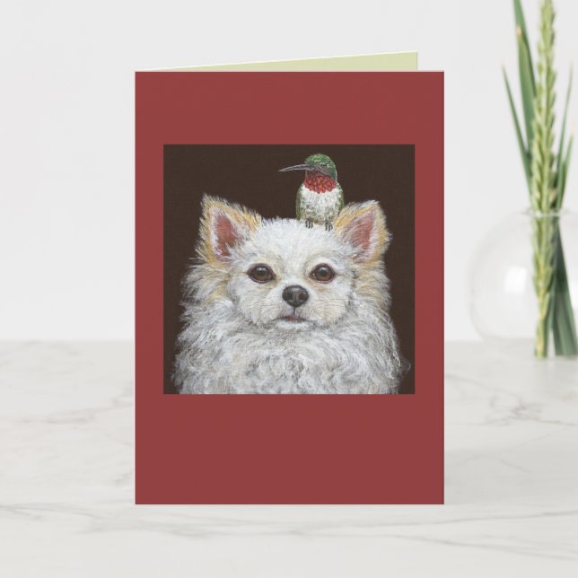 Carte de voeux pour le chihuahua aux cheveux longs (Devant)