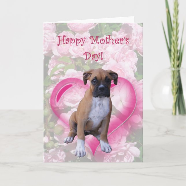 Carte de voeux pour le chiot boxeur de la fête des (Devant)