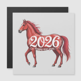 Carte de vœux pour le Nouvel An 2026 Cheval Rouge