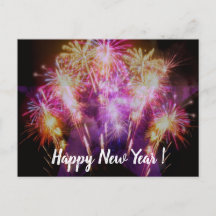 Carte de vœux pour le Nouvel An avec feux d'artifi
