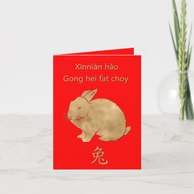 Carte de voeux pour le Nouvel An chinois de lapin (Devant)