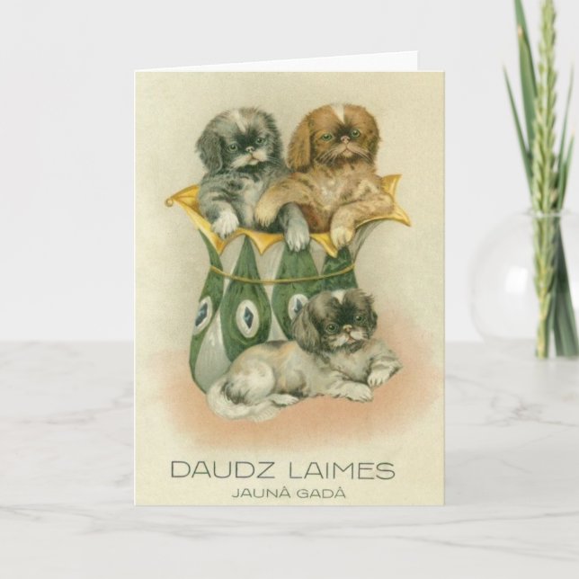 Carte de voeux pour le Nouvel An des Chiots letton (Devant)