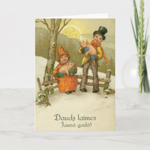 Carte de voeux pour le Nouvel An vintage letton