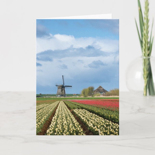 Carte de voeux pour le paysage de moulin à vent et (Devant)