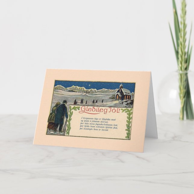 Carte de voeux pour le poème de Noël islandais vin (Devant)