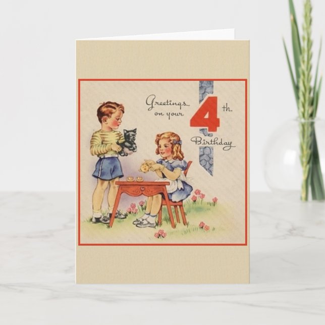 Carte de voeux pour le quatrième anniversaire vint (Devant)