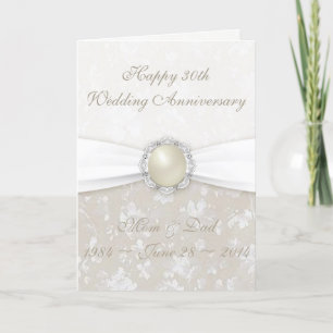 Carte de voeux pour les 30 ans de mariage en damas