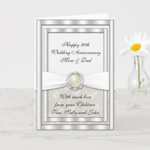 Carte de voeux pour les 30 ans de mariage en damas