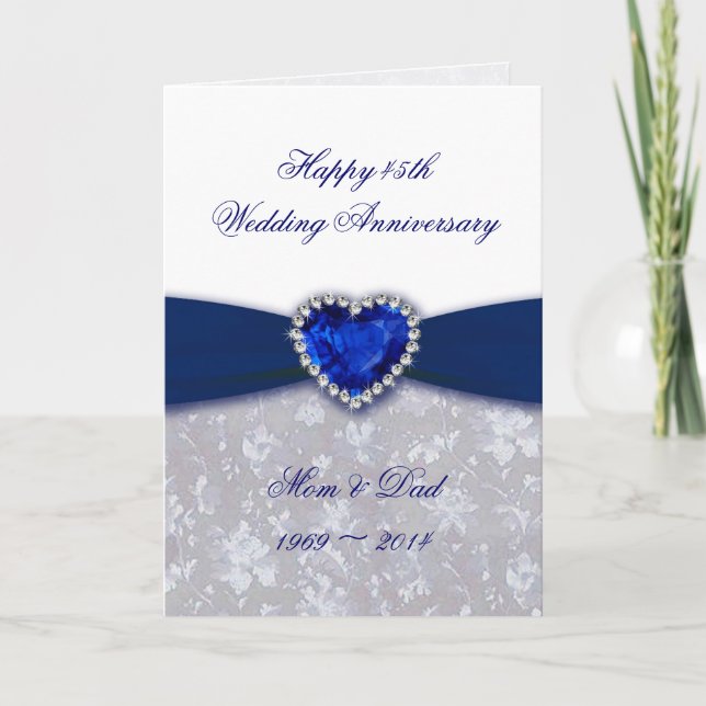 Carte de vœux pour les 45 ans de mariage Damas (Devant)