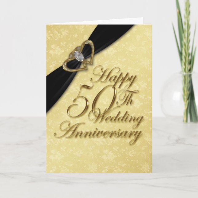 Carte de voeux pour les 50 ans de mariage en damas (Devant)
