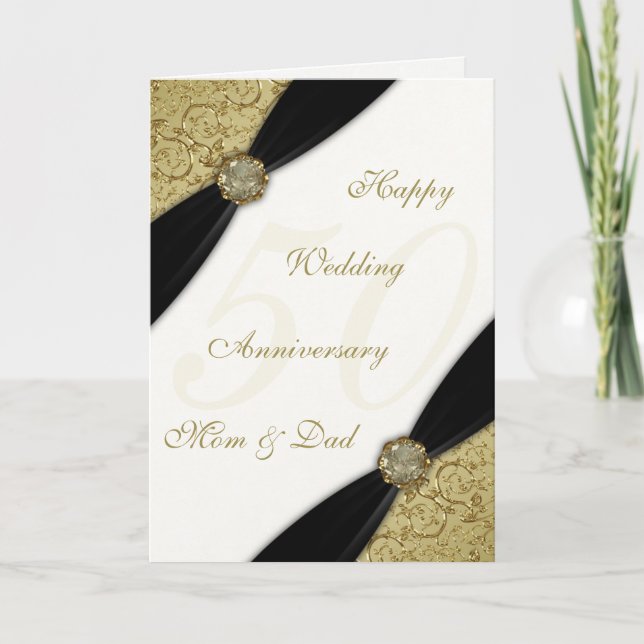 Carte de voeux pour les 50 ans de mariage en damas (Devant)
