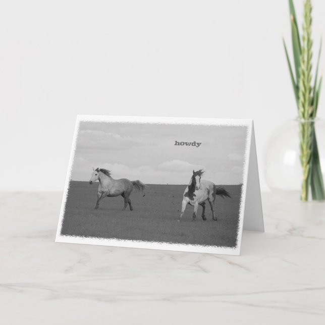 Carte de voeux pour les chevaux en pâturage (Devant)