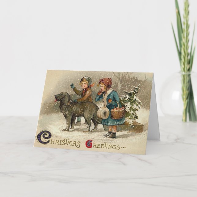 Carte de voeux pour les enfants et les chiens de N (Devant)