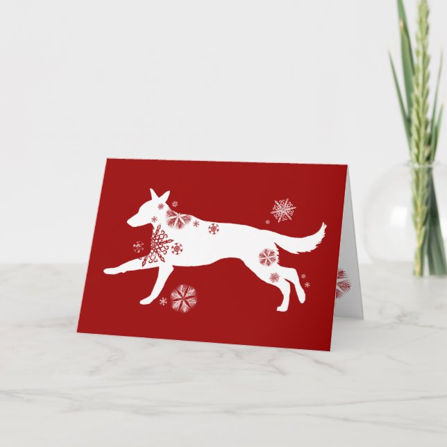 Carte de voeux pour les Fêtes de Chien GSD (Devant)