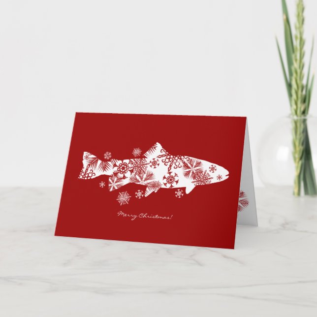 Carte de voeux pour les fêtes de poisson Snowflake (Devant)