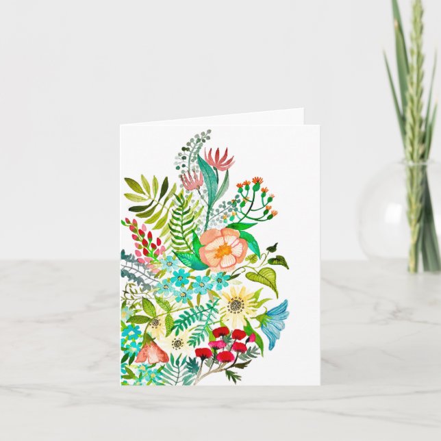 Carte de voeux pour les fleurs d'aquarelle de bien (Devant)