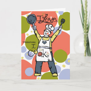 Carte de voeux pour l'homme qui aime cuisiner!
