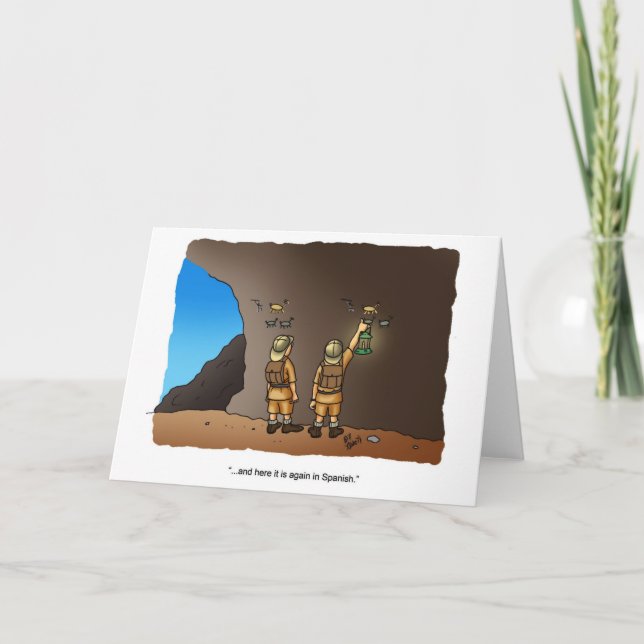 Carte de voeux pour l'Humour de l'archéologue drôl (Devant)