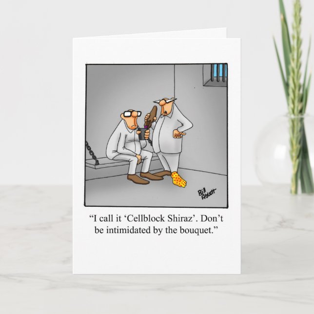 Carte de voeux pour l'Humour du vin amusant (Devant)