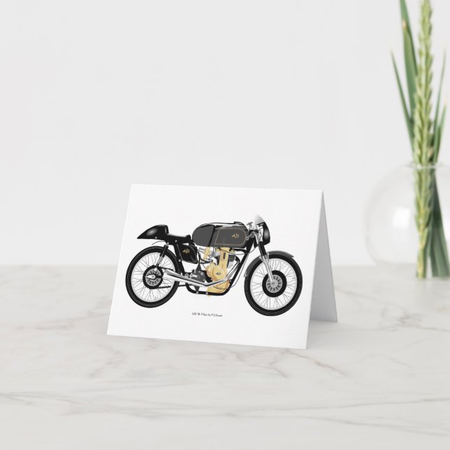 Carte de voeux pour moto AJS 7R classique. (Devant)
