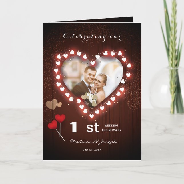Carte de voeux pour notre 1er anniversaire de mari (Devant)