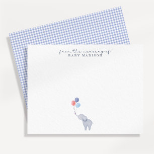 Carte de vœux pour nurserie éléphant ballon aquare