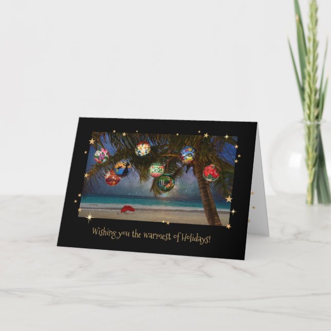 Carte de voeux pour ornements de Noël tropicaux (Devant)