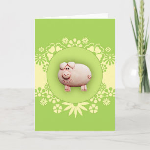 Carte de voeux pour porc rose mignon