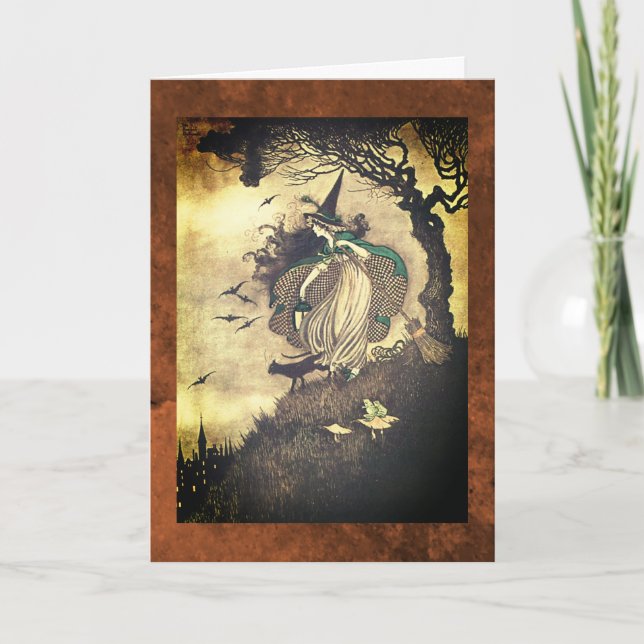 Carte de voeux pour sorcière Halloween Dessin vint (Devant)