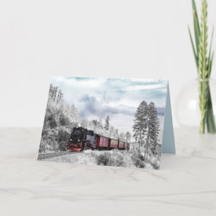 carte de voeux pour train d'hiver