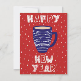 Carte de vœux pour un thé de Nouvel An convivial