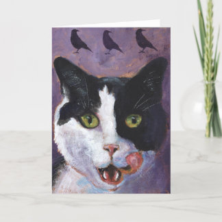 Carte de voeux pourpre de chat
