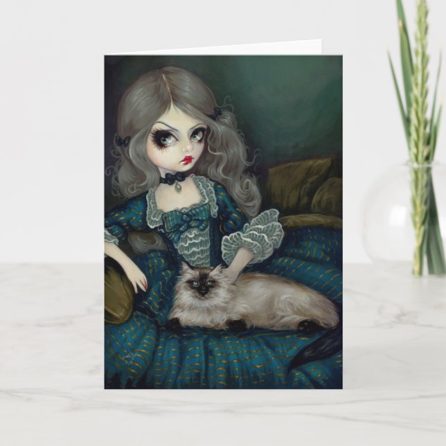 Carte de voeux "Princesse avec un chat himalayen" (Devant)