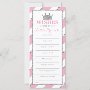 Carte de voeux, Princesse Baby shower Faux Argent