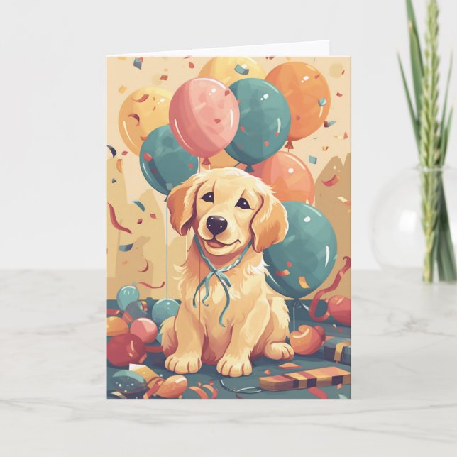 Carte de voeux Puppy Golden Retriever (Devant)