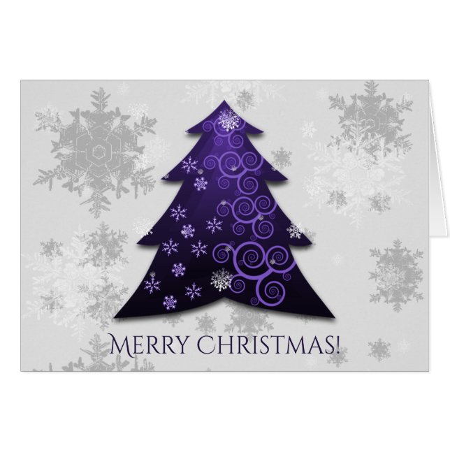 Carte de voeux Purple Festive Christmas Tree (Devant horizontal)