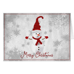 Carte de voeux Red Cute Snowman Holiday
