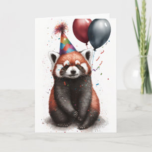Carte de voeux Red Panda Party