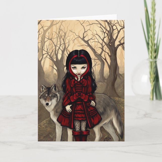 Carte de voeux "Red Riding Hood in Automne" (Devant)