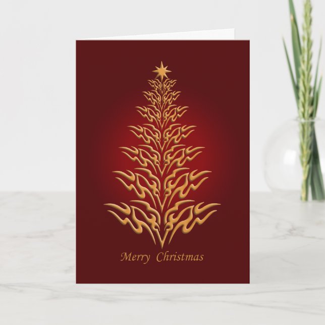 Carte de voeux Red Stylish Christmas Tree (Devant)