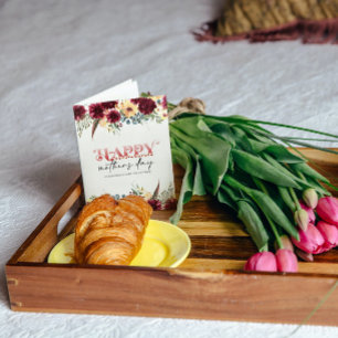 Carte de voeux Red White Floral Happy Mothers Day