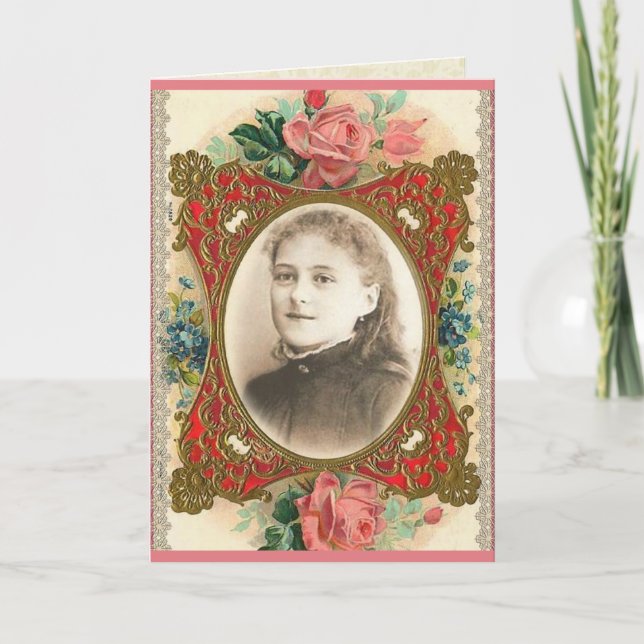 Carte de voeux religieuse florale de St Therese (Devant)