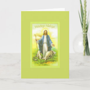 Carte de voeux religieuse vintage polonaise de Pâq