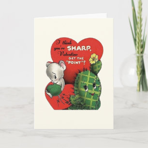 Carte de voeux Retro Cactus and Mouse Valentine