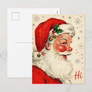 Carte de vœux rétro milieu de siècle du Père Noël