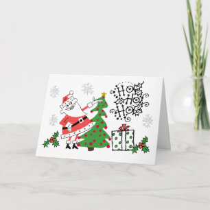 Carte de voeux Retro Père Noël Ho Ho Ho Christmas