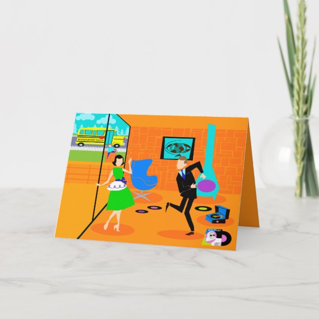 Carte de vœux rétro pour des parents heureux (Devant)