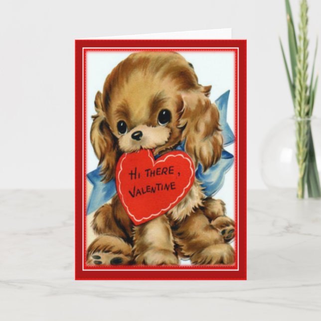 Carte de voeux Retro Valentine Puppy- Valentines (Devant)