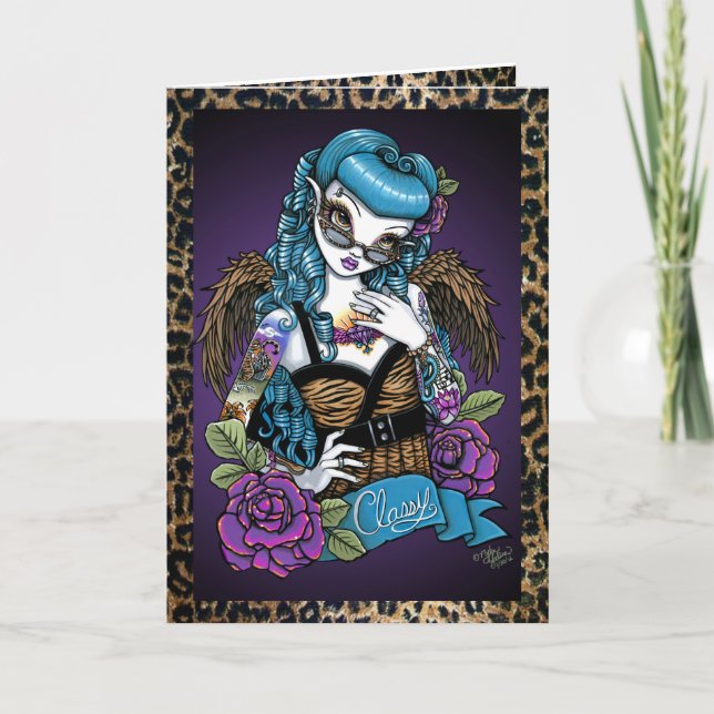 Carte de voeux Rockabilly Baby Tattoo Angel (Devant)