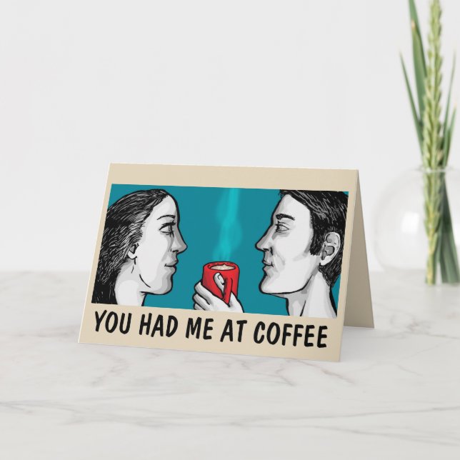 CARTE DE VŒUX ROMANTIQUE AUTOUR DU CAFÉ (Devant)